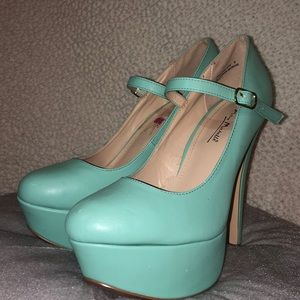 Mint green heels